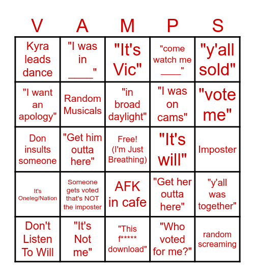 The Coffin Bingo Card