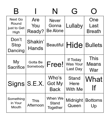 Creed vs Nickelback #2 Bingo Card