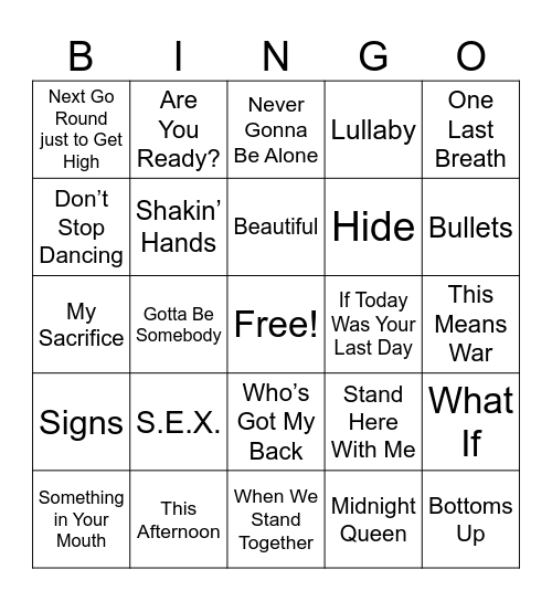 Creed vs Nickelback #2 Bingo Card