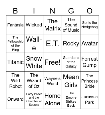 Movies Bingo Card