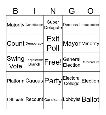 Election Day Bingo Card
