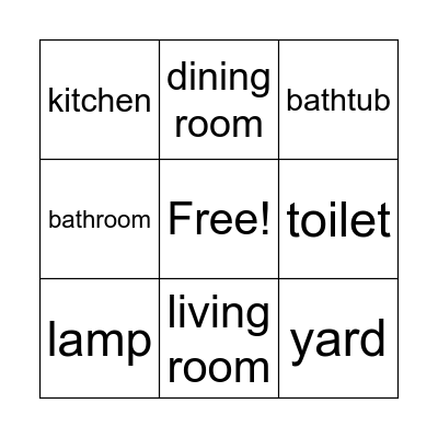 Parts of the house Bingo Card