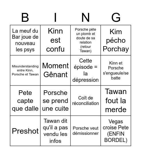 Kinnporsche épidsode 9 Bingo Card