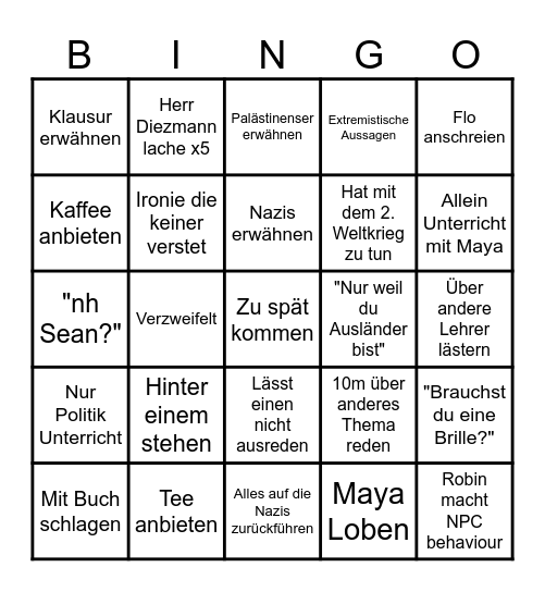 Herr Diezmann BINGO Card