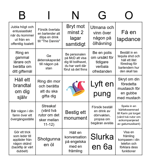 Dannis Svensexa Bingo Card
