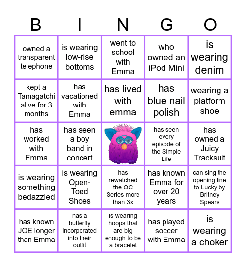 90-00s Bingo! Find someone who... Bingo Card