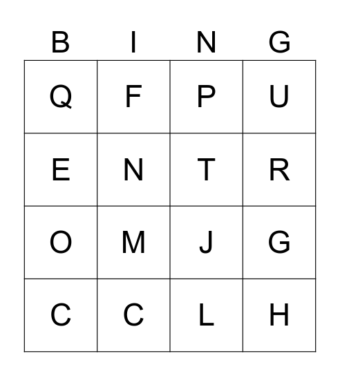 CAPITOL LETTERS Bingo Card