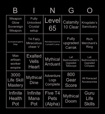 BDO BINGO Card