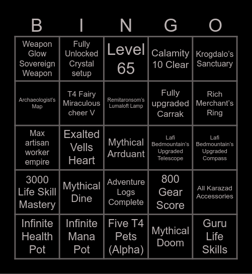 BDO BINGO Card