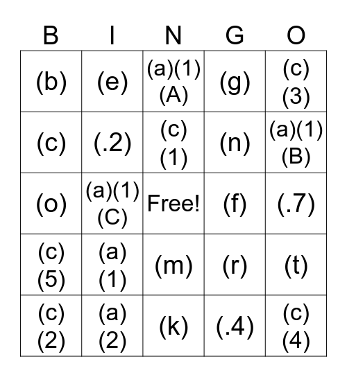 Educational Code Bingo Card