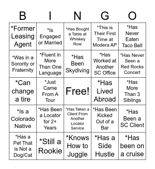 Smart City Bingo Card