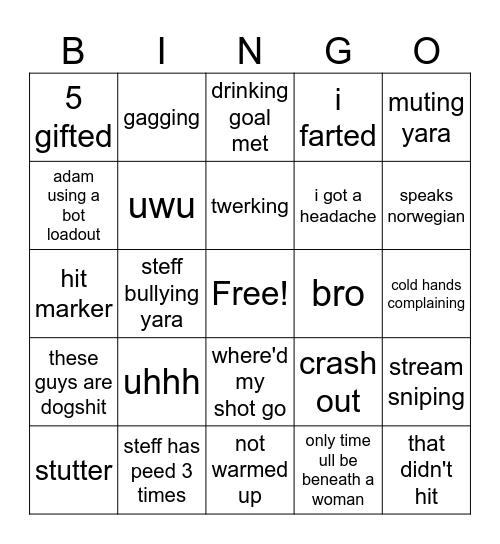 BINGO TUESDAY Bingo Card