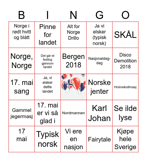 17 MAI BINGO Card