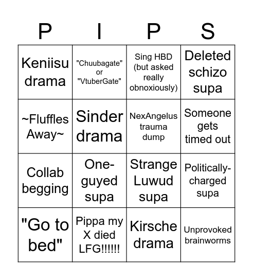Return Superchats Bingo Card