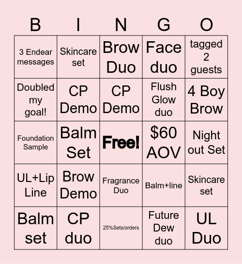 Glossie-Bingo Card