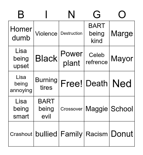 Simmons Bingo Card