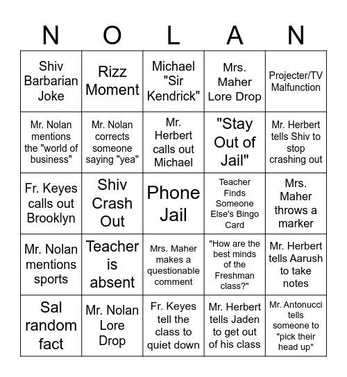 haiuschiaujsgcikaus Bingo Card