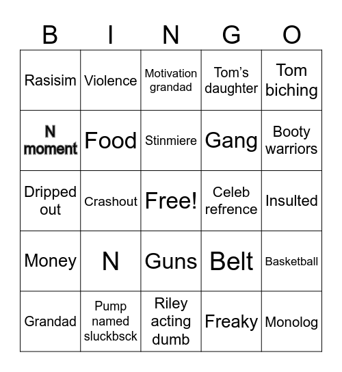 Boondocks Bingo Card