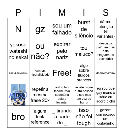 Pimentel Bingo Card