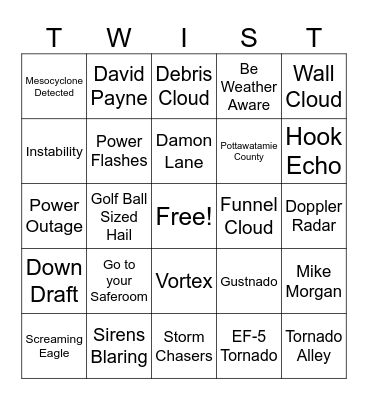 Twister Bingo Card