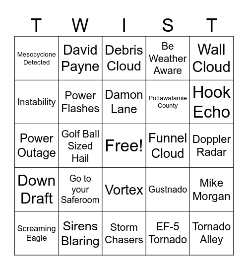 Twister Bingo Card