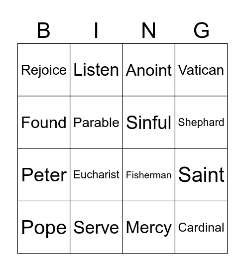 Alive in Christ Bingo Card