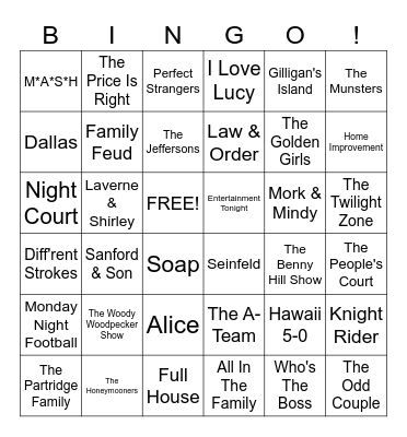 TV Theme Songs Bingo Card