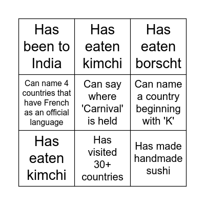 Find someone who... Bingo Card