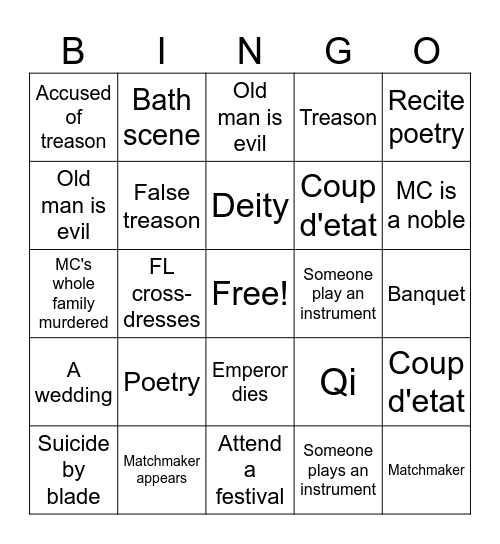 Cdrama Bingo Card