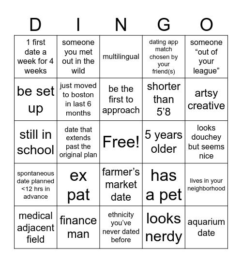 dingo Bingo Card
