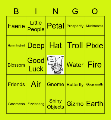Gnome-body Like Friends Bingo Card