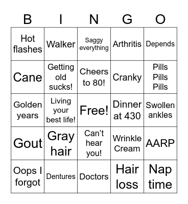 80s birthday Bingo Card