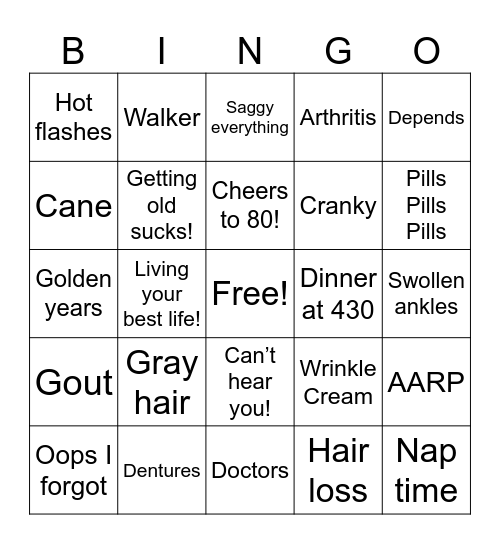 80s birthday Bingo Card