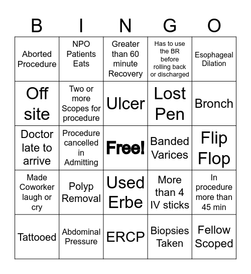 GI Bingo Card
