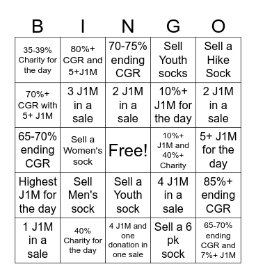 Team Woodburn Bingo Card