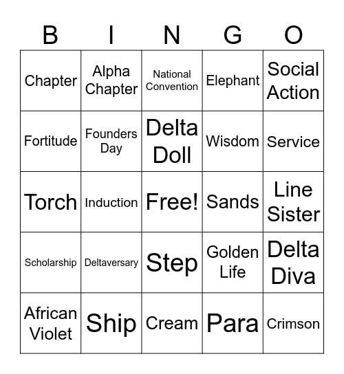 Delta Bingo Card
