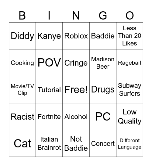 They Not Gus Bingo Card