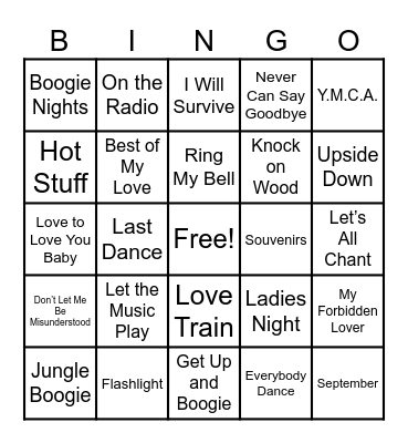 Summit Events Disco Fever Bingo Card