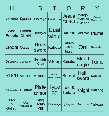History Bingo Card