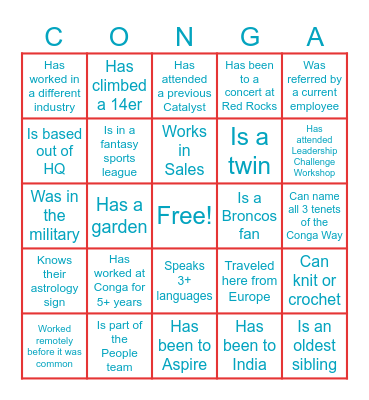 Meet & Greet Bingo Card