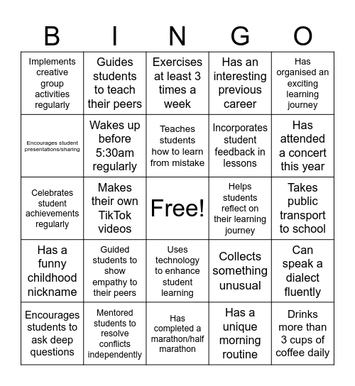 HELLO BINGO! Bingo Card