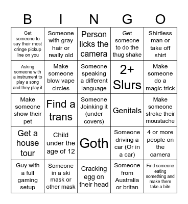 Omegle Bingo Card