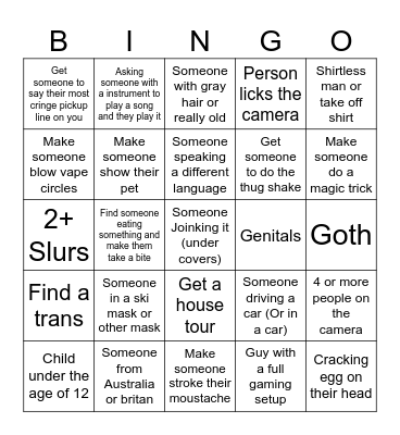 Omegle Bingo Card