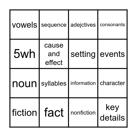 Third Grade Bingo! Bingo Card