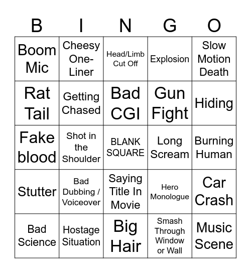 B-Movie Bingo Card
