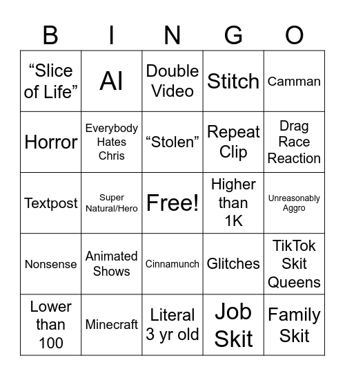 Brainrot Bingo Card