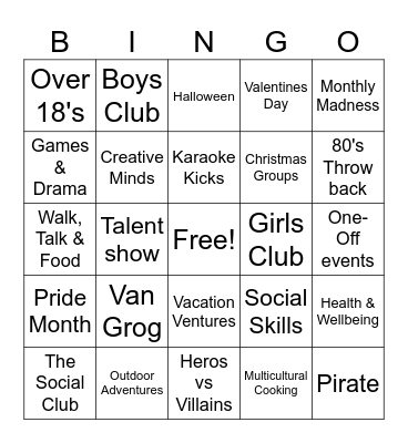 Forward To The Future Groups & Themes Bingo Card