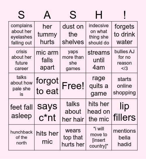 sashqui bingo Card