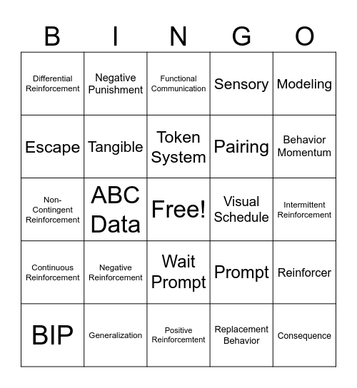 Behavior Bingo Card