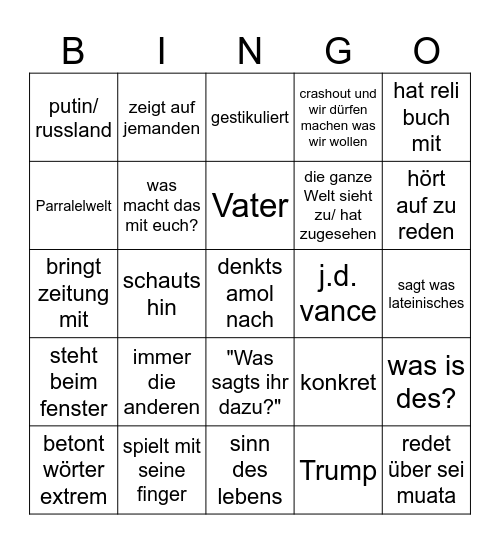 Sternad Bingo Card